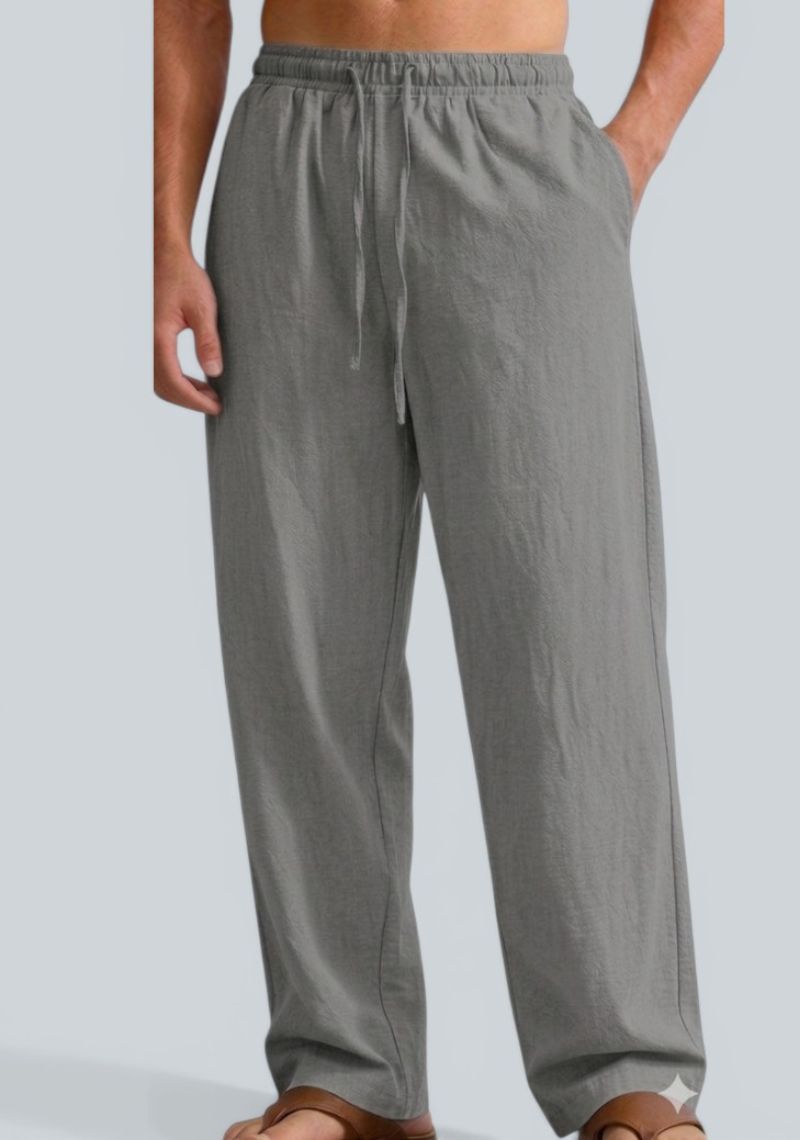 Gray Premium Linen Relaxed Fit Loose Fit Men Pant-50870