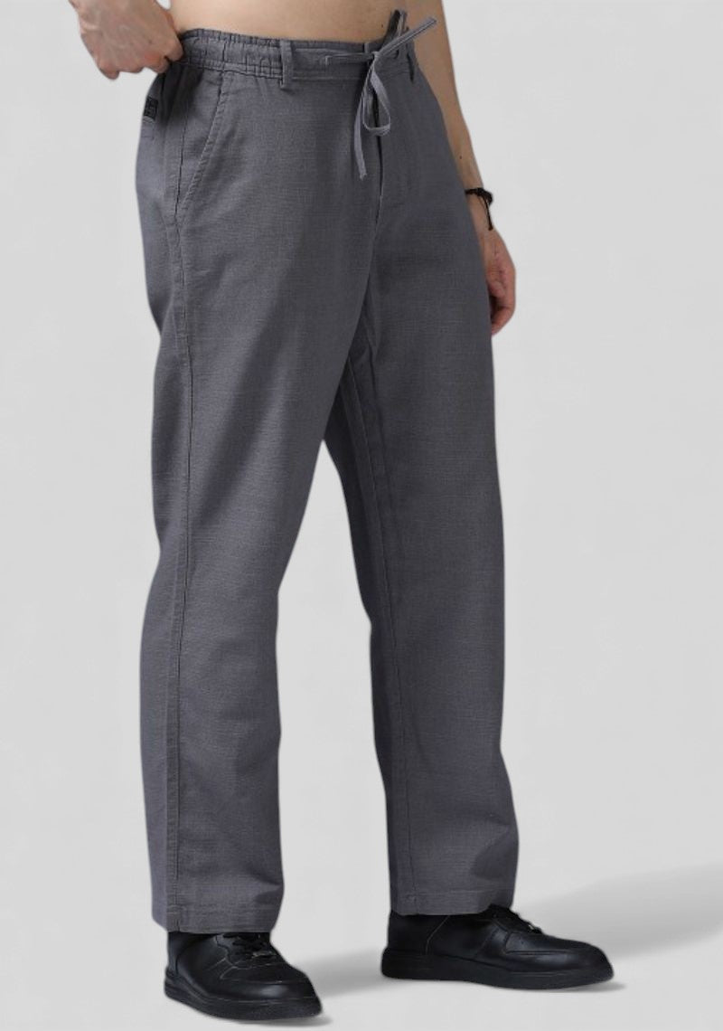 Gray Premium Linen Relaxed Fit Loose Fit Men Trouser-50473