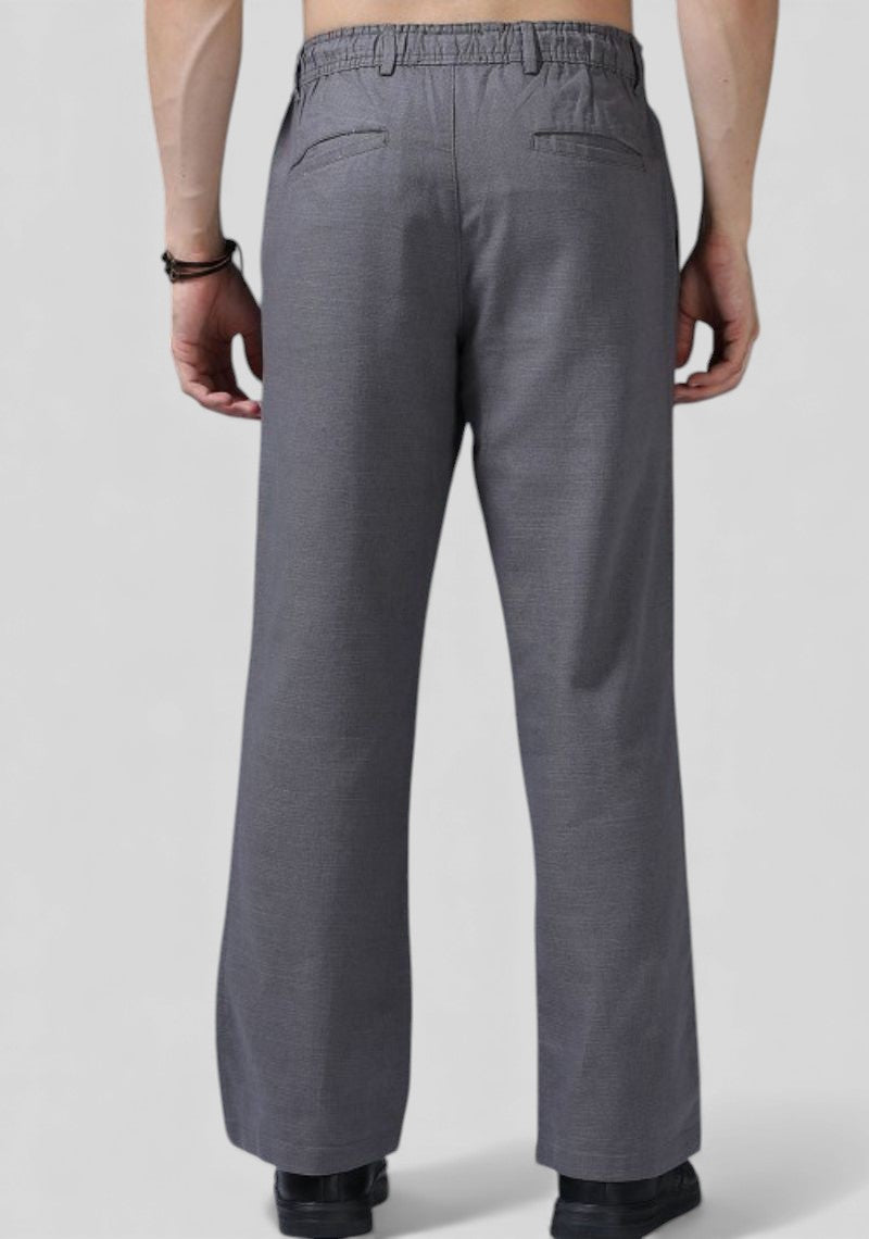 Gray Premium Linen Relaxed Fit Loose Fit Men Trouser-50473