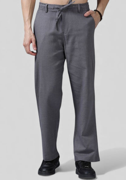Gray Premium Linen Relaxed Fit Loose Fit Men Trouser-50473