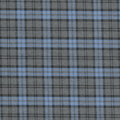 Wool Blazer Fabric (2 Meter)-Gray Sky Blue Checks-90660