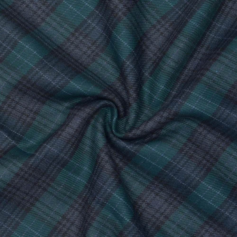 Wool Blazer Fabric (2 Meter)-Green Gray Checks-90646