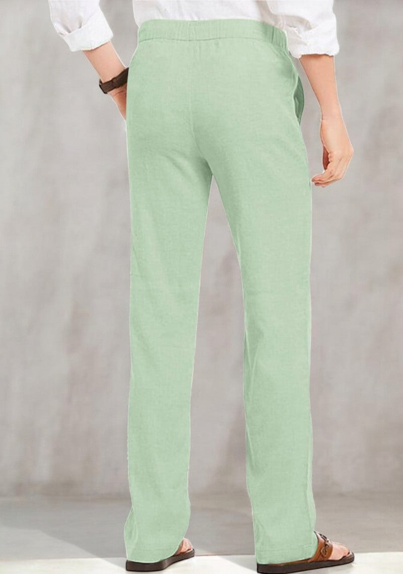 Combo of 2 Linen Loose Fit Men Pant Green and Dark Gray-49622