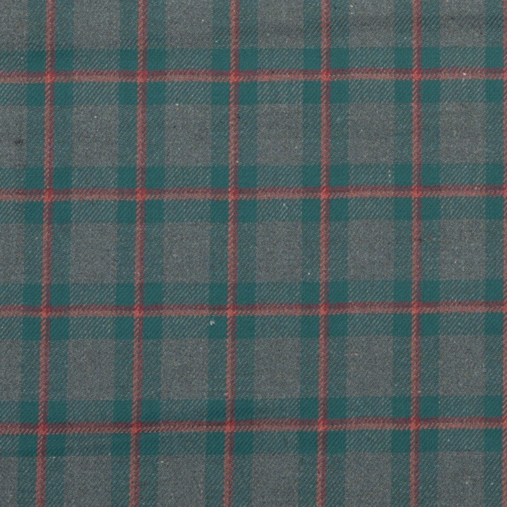 Wool Blazer Fabric (2 Meter)-Green Orange and Black Checks-90654