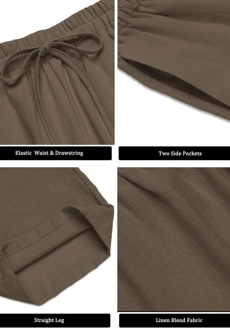 Khaki Linen Loose Fit Men Pant-49498