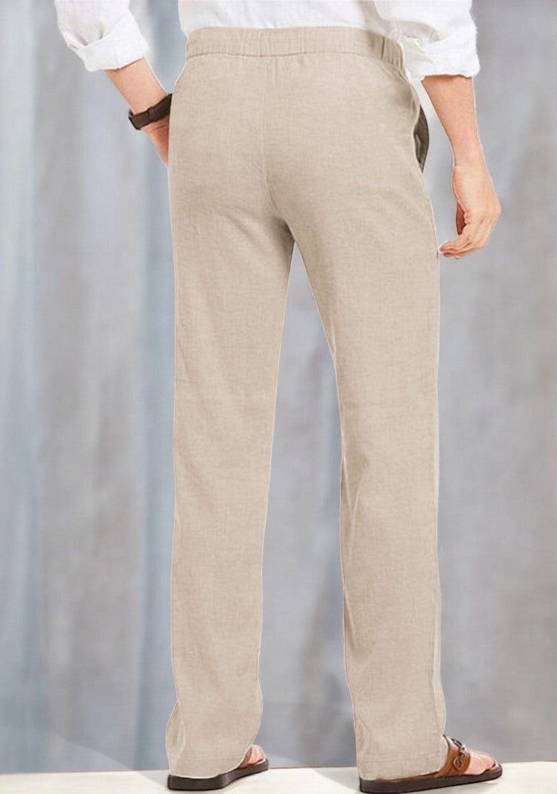Combo of 2 Linen Loose Fit Men Pant Light Gray and Light Beige-49594