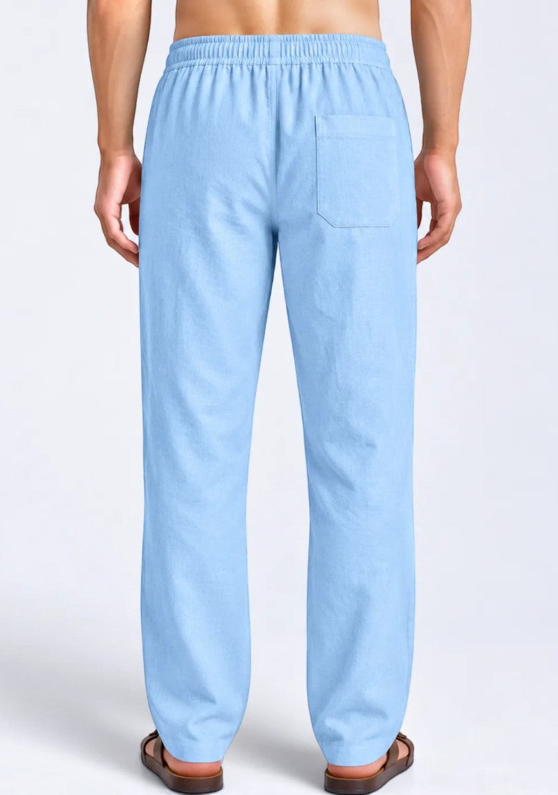 Light Blue Linen Loose Fit Men Pant-51900
