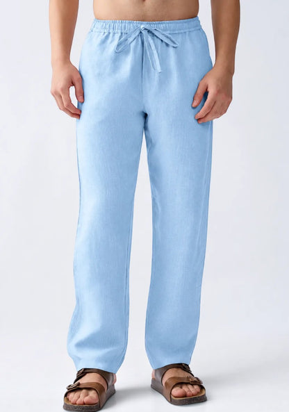 Light Blue Linen Loose Fit Men Pant-51900