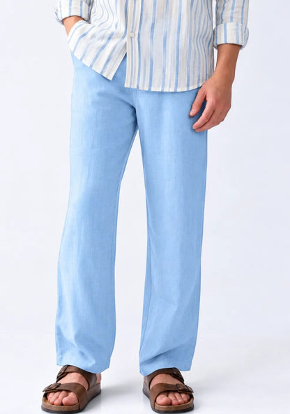 Light Blue Linen Loose Fit Men Pant-51900