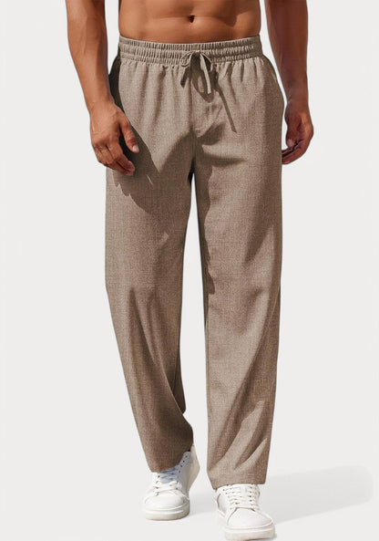 Light Brown Cotton Linen Loose Fit Men Pant-49519