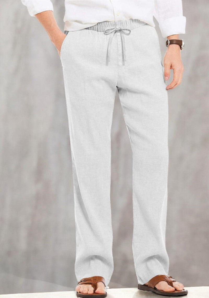 Light Gray Linen Loose Fit Men Pant-49507