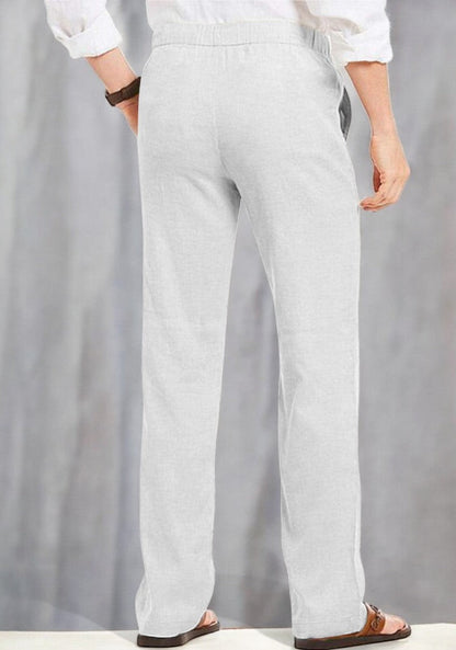 Combo of 2 Linen Loose Fit Men Pant Olive Green and Light Gray-49572