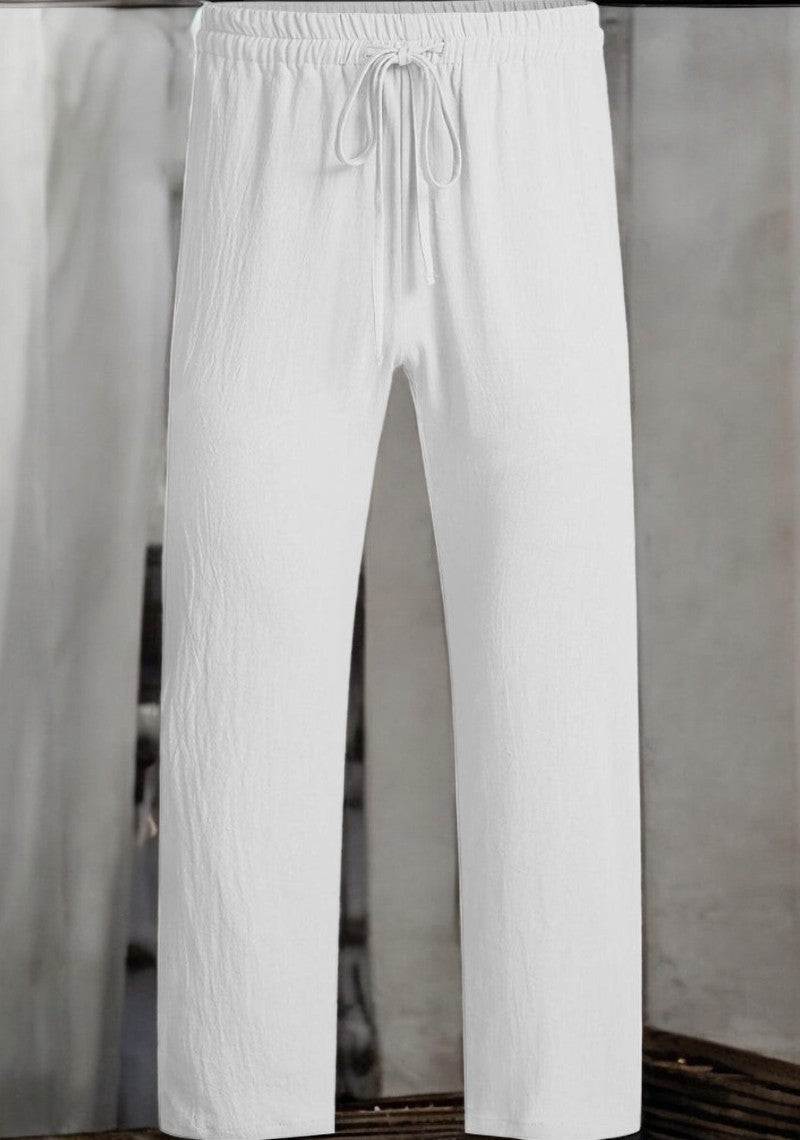 Light Gray Linen Loose Fit Men Pant-49507