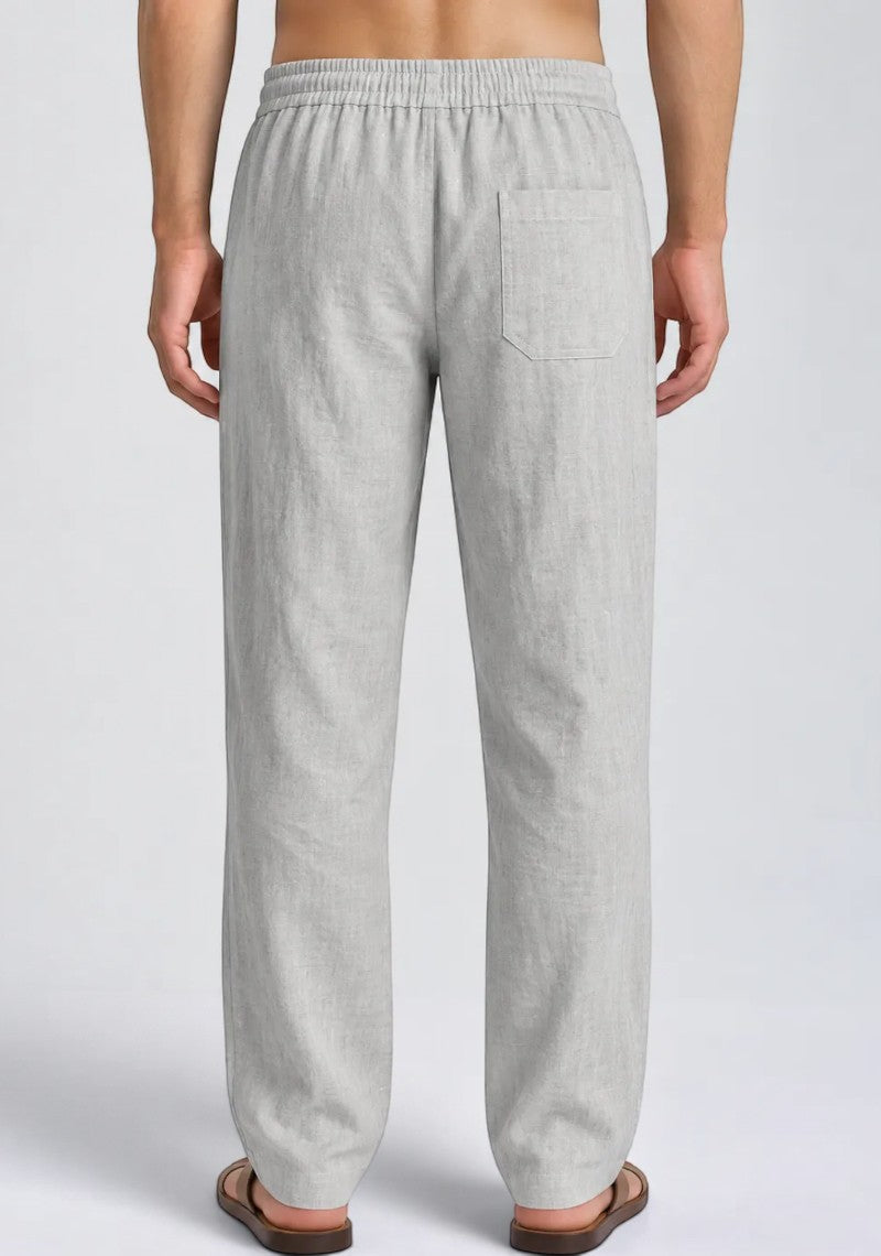 Light Gray Linen Loose Fit Men Pant-51897