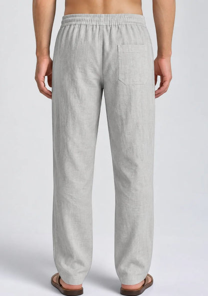 Light Gray Linen Loose Fit Men Pant-51897
