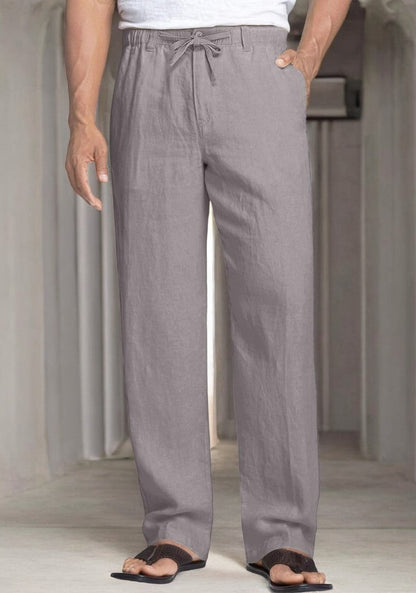 Light Gray Linen Regular Fit Pant-49370