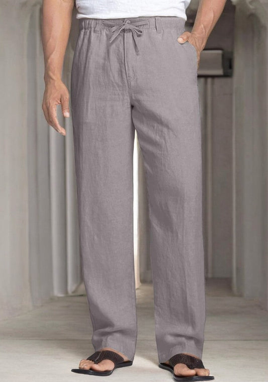 Light Gray Linen Regular Fit Pant-49370
