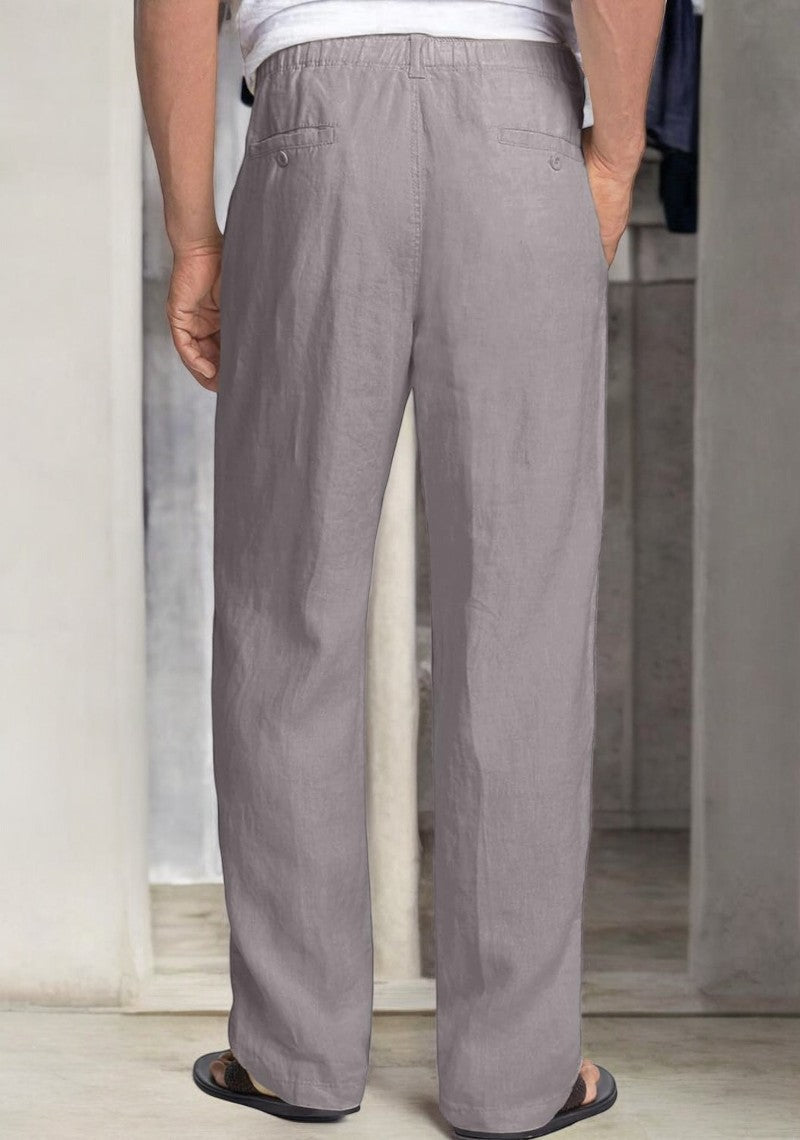Light Gray Linen Regular Fit Pant-49370