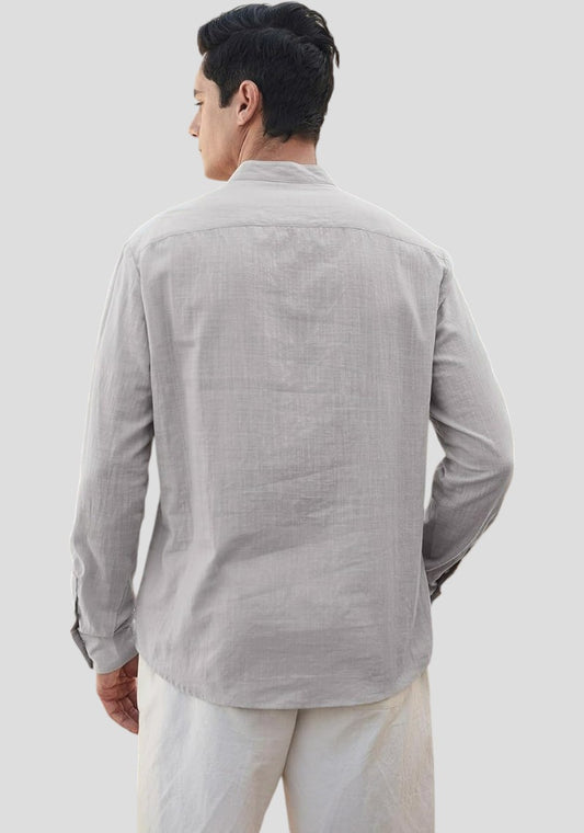 Light Gray Linen Solid Short Kurta-50844