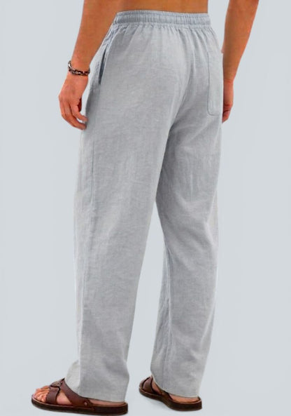 Light Gray Premium Linen Relaxed Fit Loose Fit Men Pant-50869