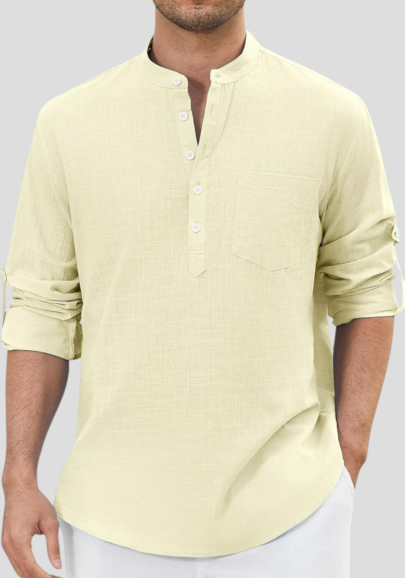 Light Yellow Linen Solid Short Kurta-50842