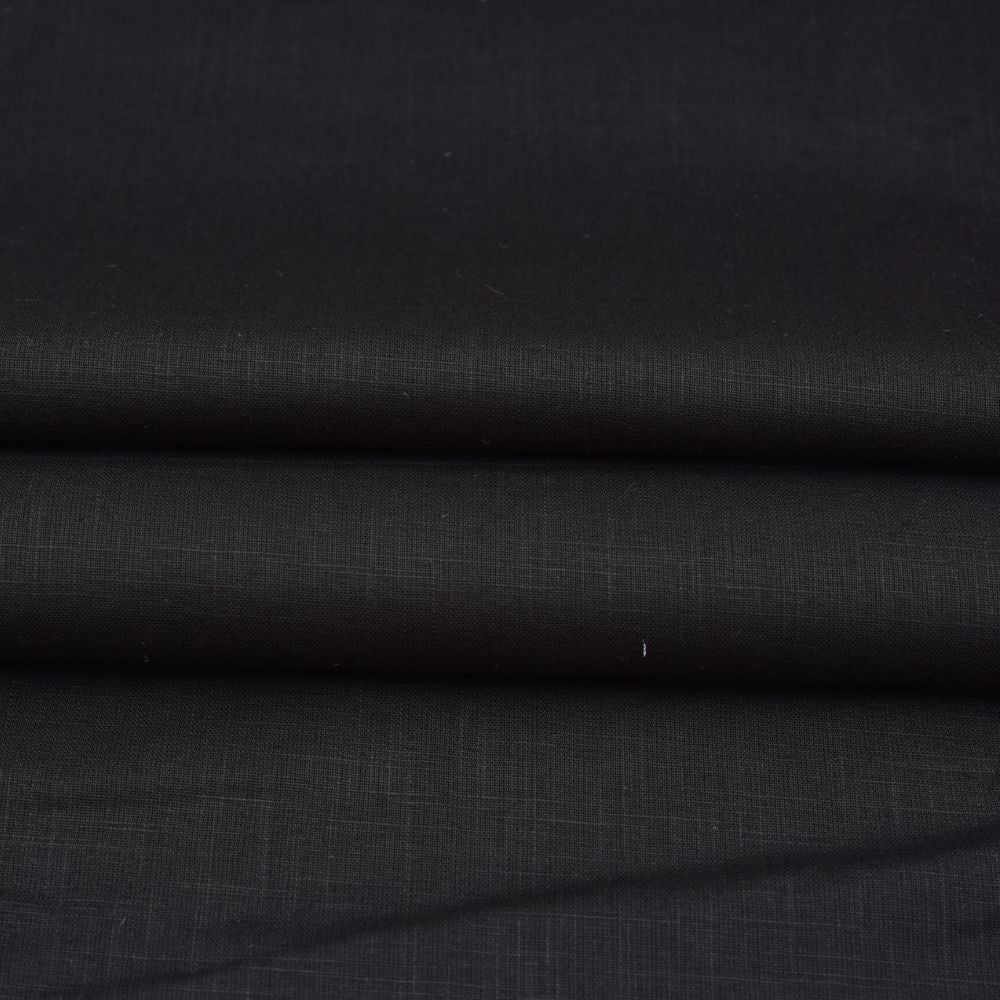 Linen Shirt Fabric(1.6 MTR) Linen Plain Black-90554