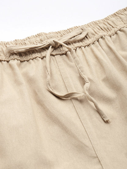 Men's Cotton Blend Solid Trouser Pants – Relaxed Fit | Elastic Waistband with Drawstring | Side & Back Pockets | Casual Everyday Comfort