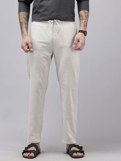 Men's Cotton Blend Solid Trouser Pants – Relaxed Fit | Elastic Waistband with Drawstring | Side & Back Pockets | Casual Everyday Comfort