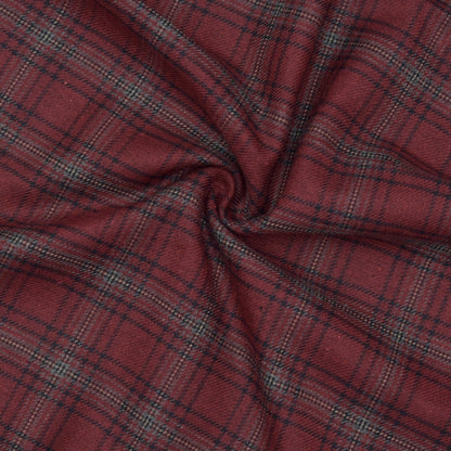 Wool Blazer Fabric (2 Meter)-Maroon Black Checks-90630