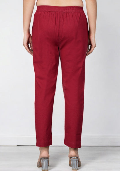 Maroon Cotton Pant-49198