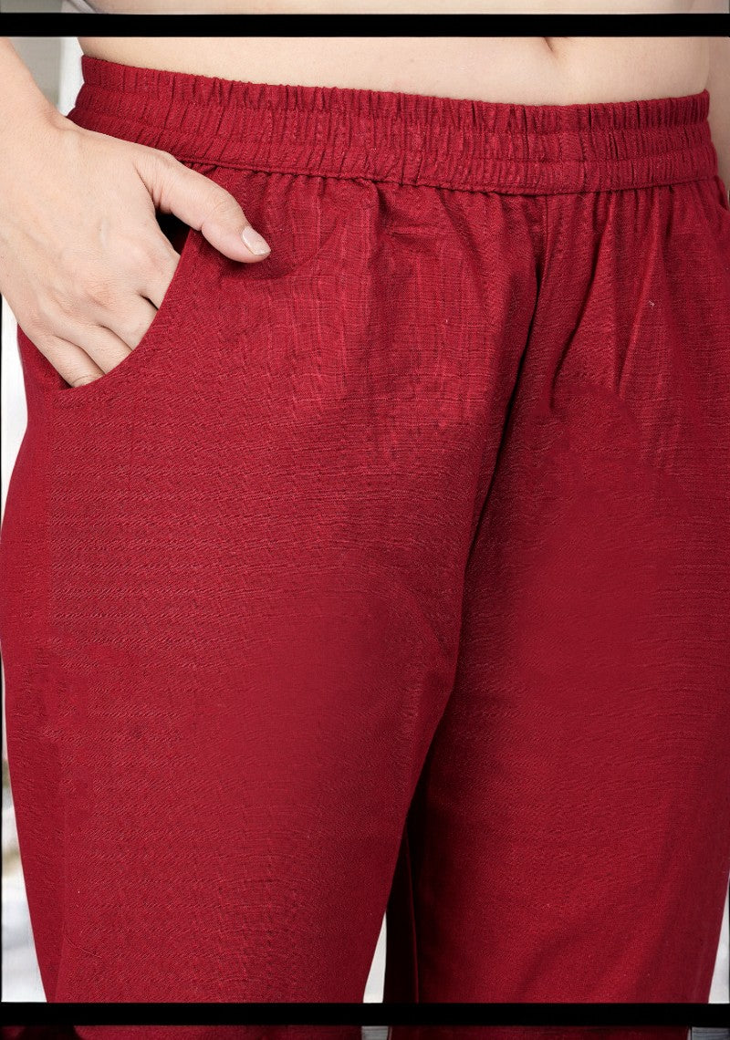 Maroon Cotton Pant-49198