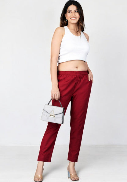Maroon Cotton Pant-49198