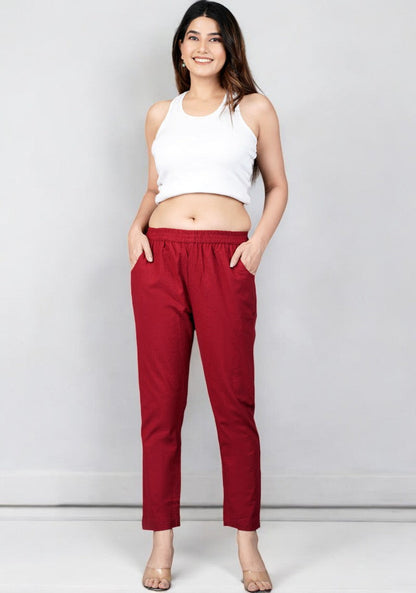Maroon Cotton Pant-49198