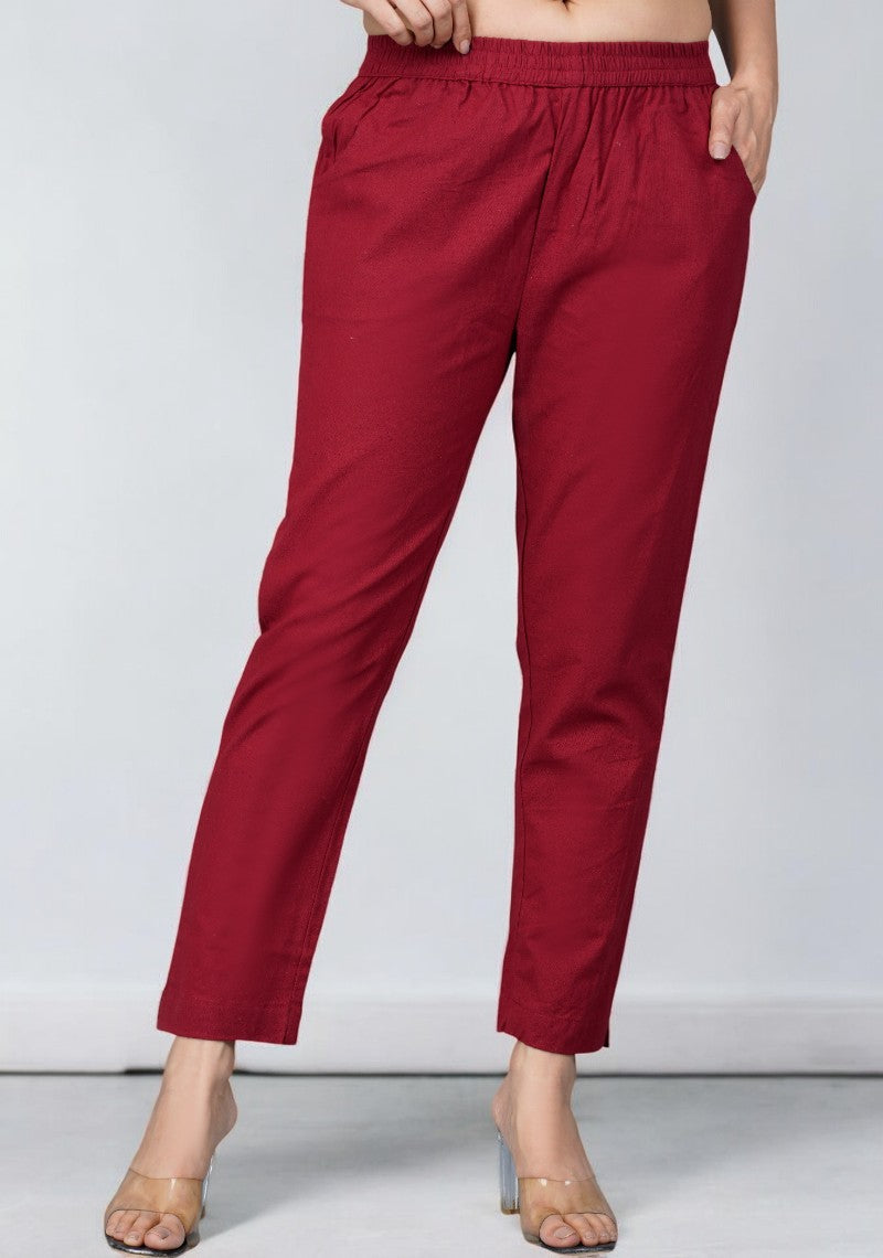 Maroon Cotton Pant-49198