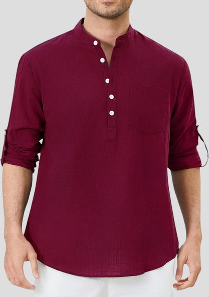 Maroon Linen Solid Short Kurta-50837