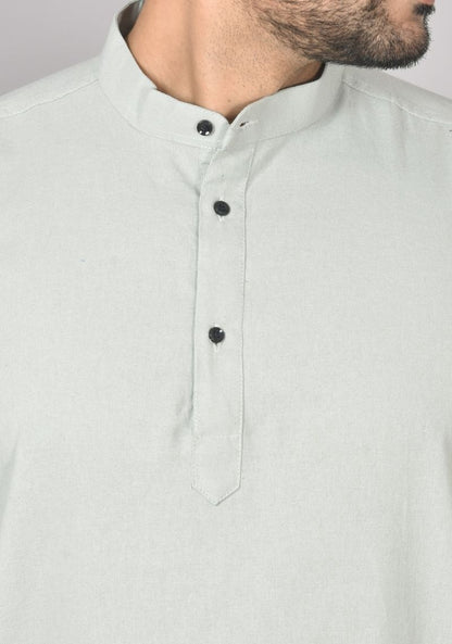 Men Cotton Solid Co-ord Set Light Gray-50210