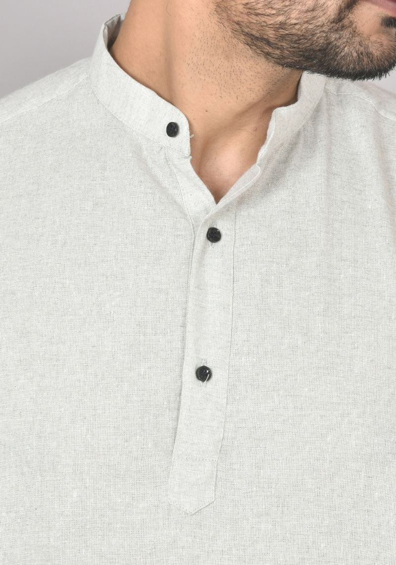 Men Cotton Solid Co-ord Set Light White-50213