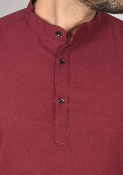 Men Cotton Solid Co-ord Set Maroon-50206