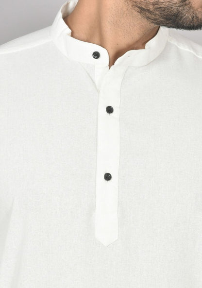 Men Cotton Solid Co-ord Set Off White-50215