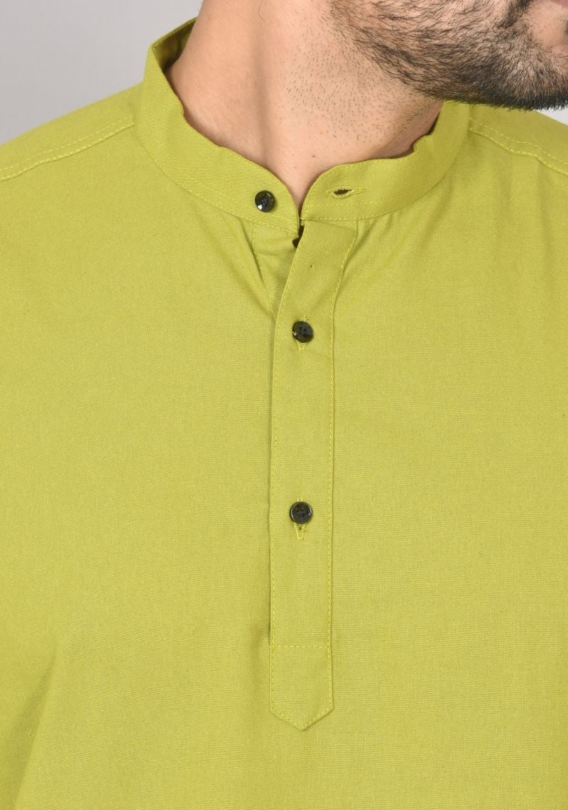 Men Cotton Solid Co-ord Set Olive Green-50212