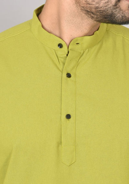 Men Cotton Solid Co-ord Set Olive Green-50212