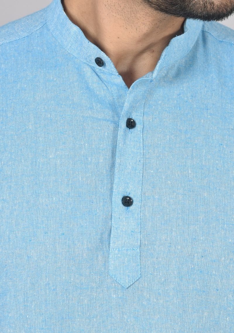 Men Cotton Solid Co-ord Set Sky Blue-50220