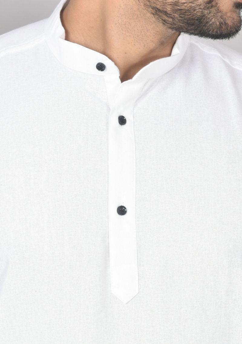 Men Cotton Solid Co-ord Set White-50214