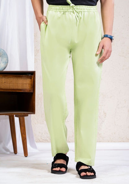 Mint Green Cotton Linen Loose Fit Men Pant-49525