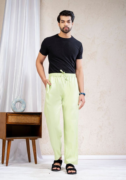 Mint Green Cotton Linen Loose Fit Men Pant-49525