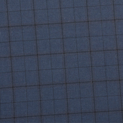 Wool Blazer Fabric (2 Meter)-Navy Blue Black Checks-90642