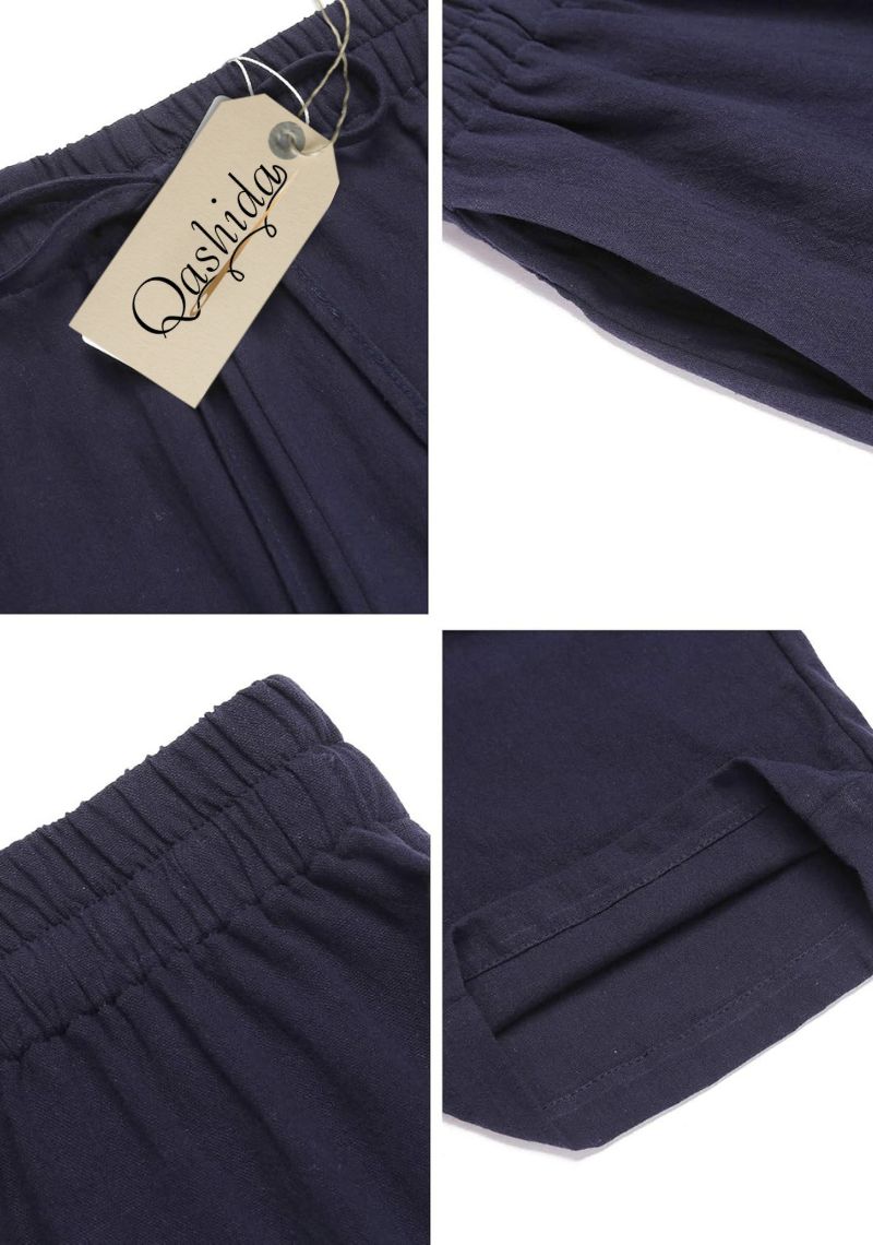 Navy Blue Linen Loose Fit Men Pant-49495