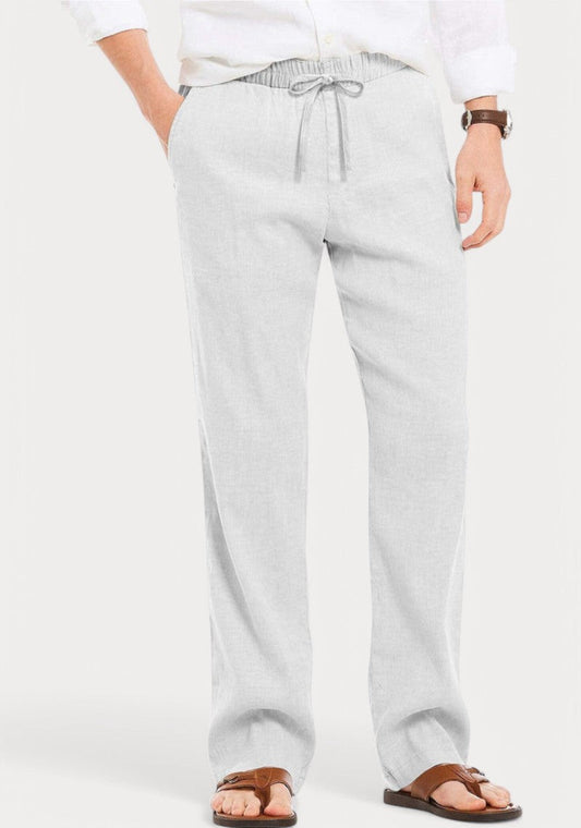 Off White Cotton Linen Loose Fit Men Pant-49528