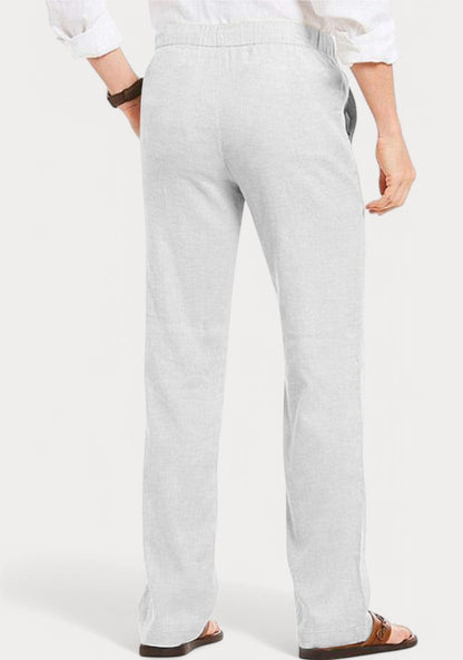 Off White Cotton Linen Loose Fit Men Pant-49528