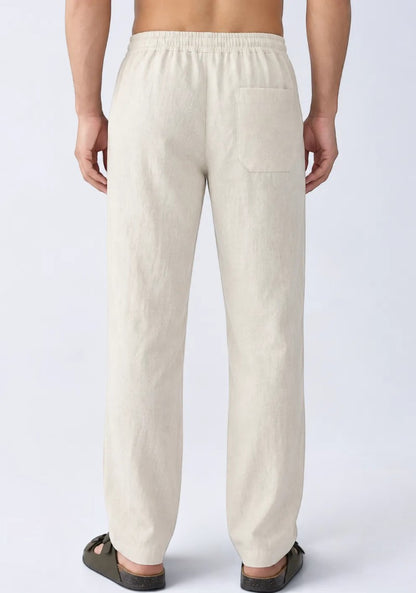 Off White Linen Loose Fit Men Pant-51892